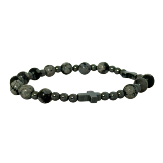 ROSARY | Bransoletka z obsydianu śnieżnego